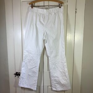 Soft Surroundings White Cotton Blend Elastic‎ Waist Pants Women's Large READ